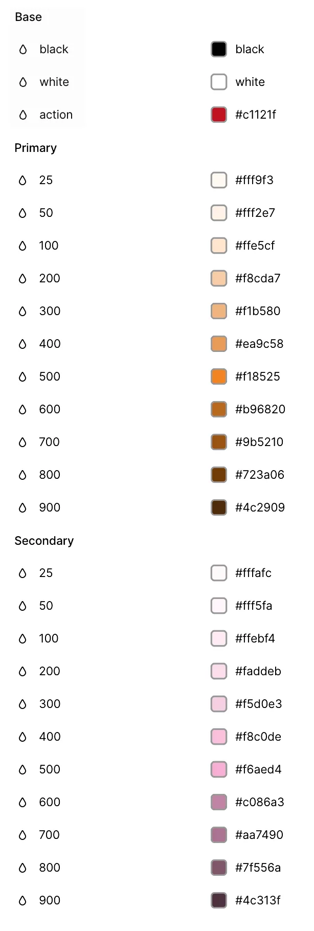 Screenshot from Webflow Variables panel showing the color setup